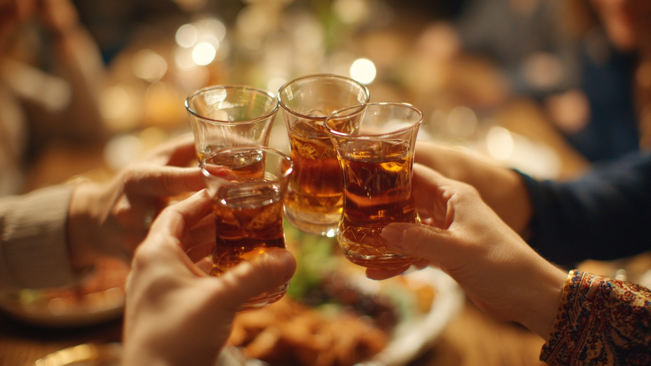 El ele tutuşmuş rakı kadehleriyle